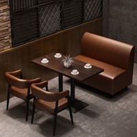 Combinaison de table et de chaises en cuir carrées murales, style moderne, pour restaurants commerciaux, cafés et bars à cocktails