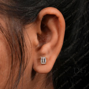 Boucles d'oreilles clous en moissanite taille radiant 2.00CTW, plaqué or rose, argent sterling rhodié, tendance, cadeau de fiançailles, mariage - Product Image 4