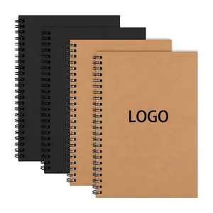 Nhà máy trực tiếp A5 xoắn ốc máy tính xách tay cai trị Tạp Chí máy tính xách tay nâu kraft bìa giấy cuộn dây máy tính xách tay 60 sheets120 trang lót giấy - Product Image 1