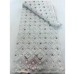 Kain renda kabel Guipure Afrika dengan batu Nigeria kualitas tinggi kain renda larut air untuk gaun <span class=keywords><strong>Prom</strong></span> pernikahan pengantin - Product Image 6