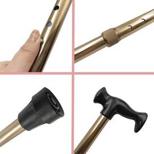Bastón telescópico ajustable de aleación de aluminio con punta de goma para personas mayores, soporte para caminar, bastón extensible de 3 secciones - Product Image 3
