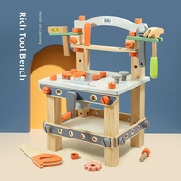 Juguete de Banco de Trabajo de Madera para Niños, Juego de Construcción de Imitación con Martillo, Sierra, Llave Inglesa, Tornillos, Juguete de Construcción, Juego Montessori para Niños