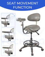 Tabouret de dentiste en cuir PU avec accoudoir réglable en hauteur, chaise de dentiste pivotante pour clinique et hôpital