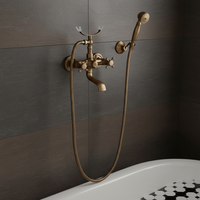 Juego de Ducha XILAIDUN de Alta Calidad con Rociador de Lluvia para Baño, Latón Antiguo, Doble Manija