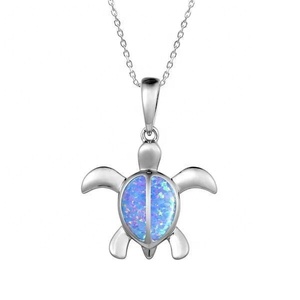 Joyería de ópalo clásica personalizada S925 ópalo de plata polinesio <span class=keywords><strong>Honu</strong></span> tortuga colgante collar océano Animal colgante para mujer - Product Image 1