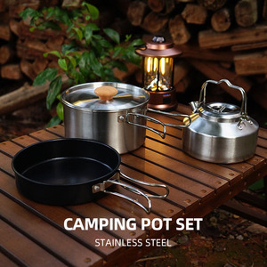 <span class=keywords><strong>Set</strong></span> di pentole da campeggio ultraleggere con bollitore e utensili per arrosto per avventure all'aria aperta e campeggi - Product Image 1
