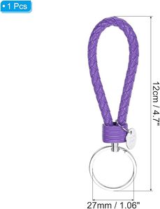 Versatile Leather Keychain Braided Strap Stainless Steel Ring Outdoor Gear Birthday Gifts Favor Valentine's Day Wedding Gifts - Product Image 2