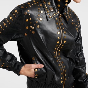 Nouveautés automne : vestes pour femmes, style streetwear hip-hop, vestes de motard vintage, veste courte en cuir à rivets - Product Image 3