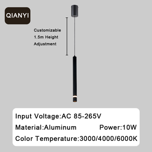 Lampada a Sospensione Moderna Nordica, Lampadario in Alluminio con Attacco E27, Design Lungo Nero e Oro, Luci LED Pendenti <span class=keywords><strong>per</strong></span> Casa Soggiorno - Product Image 6