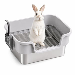 Extra Breite Leicht zu Reinigende Metall-Tierkiste Edelstahl Kaninchen-Klo - Product Image 1