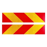 Placa Reflectante Trasera para Camión, Tamaños Personalizados, Adhesivo Rectangular Diagonal Rojo y Amarillo, Alta Visibilidad, PVC Imprimible y Desgarrable