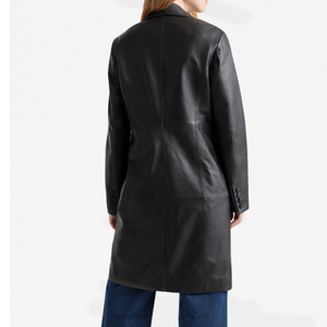 Abrigo Largo de Cuero Genuino para Mujer, Estilo Trench, Nuevo, Ropa de Exterior, Abrigos de Cuero para Mujer, Superventas - Product Image 2