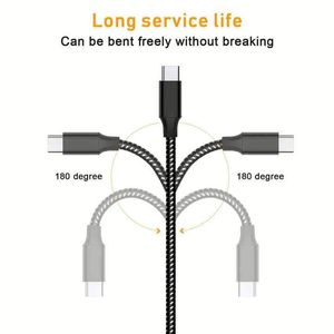 สายชาร์จแบบถัก 1M 2M ชนิด Type C to Type C สำหรับโทรศัพท์ 15 16 รองรับการชาร์จเร็ว 60W สายดาต้าสำหรับโทรศัพท์ 15 Pro Max สาย USB C - Product Image 3