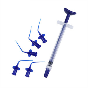 Aguja de relleno para conductos radiculares dentales, dispositivo de entrega de pasta con jeringa, punta curva azul, instrumento manual de un solo uso, Clase II EK008 - Product Image 1