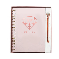 Ensemble de carnets spirales roses écologiques, nouveau design 2026, avec stylo, impression personnalisée, agenda, papeterie de bureau, cadeau pour le bureau et l'école