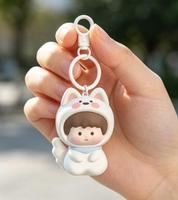 Llavero de PVC con diseño de zorro kawaii en 3D, personalizado, de alta calidad, con impresión de troquelado, flexible, ecológico, venta directa de fábrica