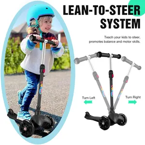 Scooter infantil, patinete infantil para bebês, 3 rodas de criança, scooter com luz led