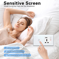 UBARO 146 Type Interrupteur Tactile en Verre Trempé 1 Gang avec Port USB et Prise Murale Universelle à Bascule
