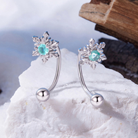 Boucles d'oreilles pendantes en argent sterling 925 avec boule et flocon de neige pour femme, mini-jackets d'oreilles, cadeau de bijoux pour anniversaire SCE1985