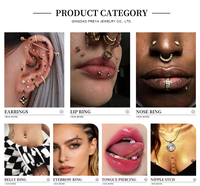 Piercing de corps tendance en titane ASTM F136 sans filetage, type push-pin, pour labret, hélix, tragus, bijoux pour femmes, vente en gros OEM