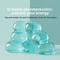 Balle anti-stress souple en plastique bleu menthe, faite à la main, en forme de noix de coco, pour la décompression, emballée individuellement