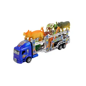 涂漆惯性恐龙卡车运输车压铸模型滑动建筑卡车玩具运输车带小型车