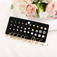 Boucles d'oreilles pour femmes, ensembles de bijoux en alliage de perles de cristal, 20 paires, vente en gros, HZS-114