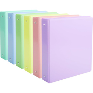 Custom Presentation Ring Binder <b>Plastic</b> Folder 1'' Office School Blue 1-Inch Round 3 Ring Binder With 2 Interior <b>Pockets</b> - Product Image 1