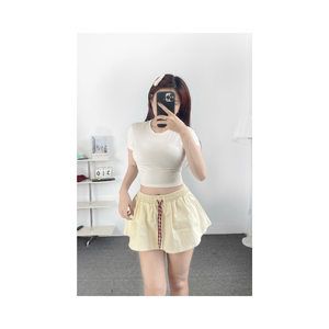 Jupe-short taille haute pour femme, très populaire – Bande élastique extensible, short intégré, fermeture brodée courte pour l'été, échantillon gratuit - Product Image 3