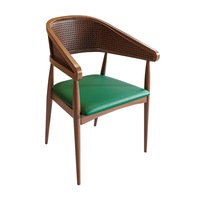 Chinesischer Stil Massivholz-Rattan Esstisch-Stuhl-Set mit PU-Material für Hotels, Gastronomie & Wohnzimmer Wand-Sitzgruppen