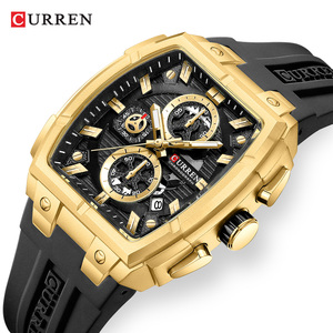 CURREN 8488 Orologi da Uomo di Lusso, Orologio da Polso al Quarzo Quadrato, Impermeabile, Luminoso, Cronografo con Data - Product Image 5