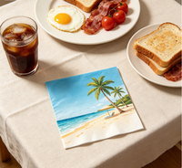 Serviettes en papier jetables pour fête sur la plage, décorations de vacances, serviettes de cocktail jetables à thème palmier et cocotier