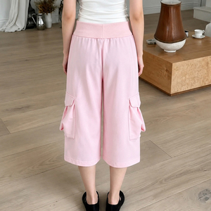 Pantalones Capri Holgados con Bolsillos Cargo para Mujer, Color Sólido, Cintura Elástica con Cordón, Pantalones Deportivos Casuales de Verano, Gran Venta - Product Image 6