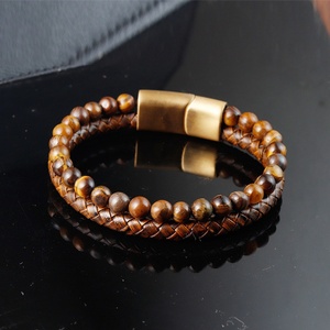 Brazalete de Acero Inoxidable Chapado en Oro PVD de 18K Au750 2025 con Ojo de Tigre para Hombre, Regalo Certificado de Lujo y a la Moda para Hombres y Niños - Product Image 4