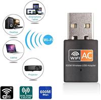 Adaptateur WiFi USB double bande AC600Mbps, carte réseau avec antenne externe pour ordinateur de bureau et ordinateur portable