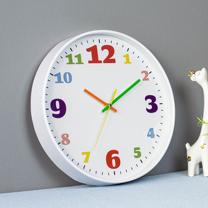 Reloj de pared colorido de 12 pulgadas para niños, reloj de pared colgante de dibujos animados para el hogar, reloj de pared de cuarzo moderno Simple nórdico para decoración del hogar - Product Image 1