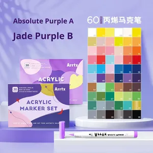 Marqueur acrylique <span class=keywords><strong>Arrtx</strong></span> à pointe souple, violet absolu, lot de 30 couleurs, imperméable, opaque, séchage rapide, superposable, AACM-0530 - Product Image 3