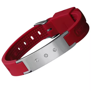 Bracelets de santé classiques en acier inoxydable avec logo personnalisé, 4 en 1, à base d'éléments bioénergétiques et de zircon, collection Hottime - Product Image 3