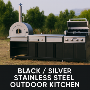 Bền tất cả các mùa Đen Thép không gỉ ngoài trời tủ bếp BBQ nướng cắm trại ngoài trời nhà bếp BBQ đảo với nhà kho - Product Image 2