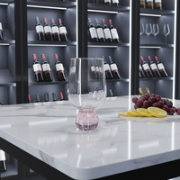 Verres à vin sans pied de couleur rose, gobelet à vin en cristal de luxe avec base en diamant pour les mariages, les anniversaires