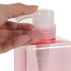Large 480ml Transparent <b>Pink</b> Plastic Pet <b>Bottle</b> with Pump Top Cylinder Shape for Shampoo and Liquid Lotion Dispenser - Product Image 5