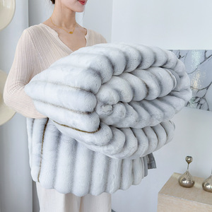 Lujo nueva piel de conejo suave cálido pesado felpa <span class=keywords><strong>invierno</strong></span> edredón grueso sofá cubierta manta para cama individual o doble uso doméstico barato - Product Image 2