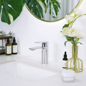 China Factory Brass Gold Basin Faucet - Single Hole, Hot/Cold Water Mixing - Product Image 2