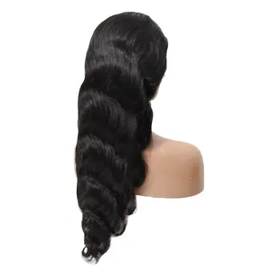 double drawn natural hair line 13x4 transparent lace frontal body wave wigs single small knots large stock