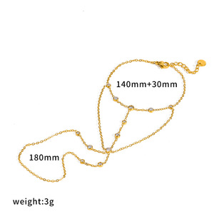Delicadas Pulseras de Anillo para el Dedo <span class=keywords><strong>con</strong></span> Cuentas de Circonita Cúbica Brillante, de Acero Inoxidable 316L, Chapadas en Oro PVD de 18K, Resistentes al Agua y que No se Deslustran - Product Image 4