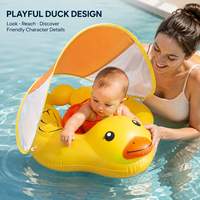 Bouée de piscine pour bébé en forme de canard avec auvent amovible et siège textile flexible pour collections de vente au détail personnalisées