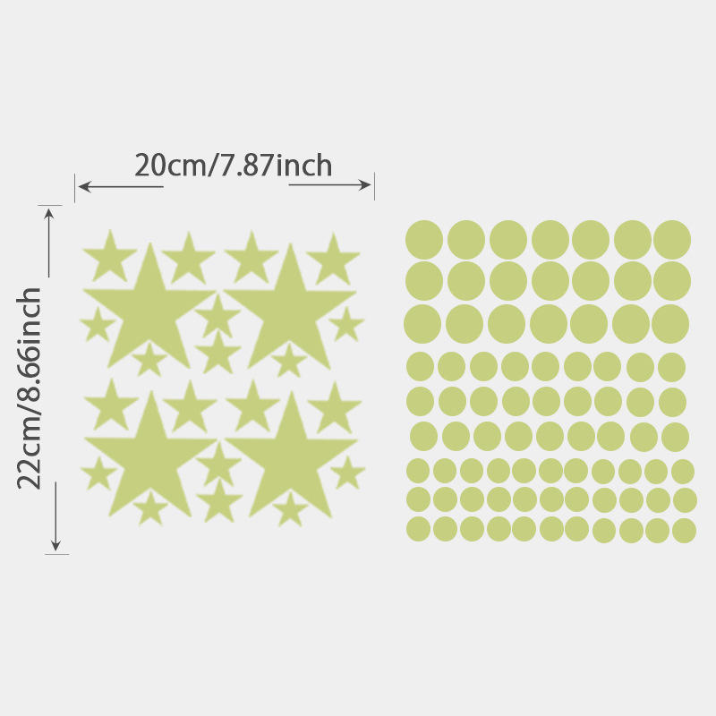 Vert 20cm-taille étoiles et points