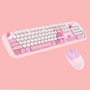 2.4G <b>Wireless</b> Cute Round Key Colorful Keyboard <b>Mouse</b> Set Girls Office <b>Wireless</b> Keyboard And <b>Mouse</b> Combo - Product Image 2