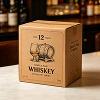 Emballage de whisky en carton ondulé recyclable, style bourbon, imprimé numériquement, petite série, livraison express en 72h