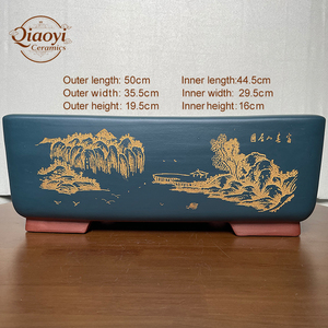 Grande Vaso da Bonsai Rettangolare Retrò in Argilla Viola <span class=keywords><strong>di</strong></span> Yixing Non Smaltata per Esterni con Pittura Paesaggistica Decorativa Vaso da Giardino per Casa - Product Image 3